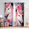 Cute Cartoon Curtains Fashion Creative Pattern Unicorn Rainbow Curtains Girls Children's Room Decorative Curtains Custom