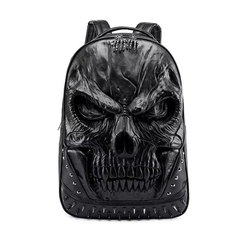 

TS JYL laptop bag,European Fashion Men Backpack Stereo Skull Design Casual Travel Backpack OneSize чёрный