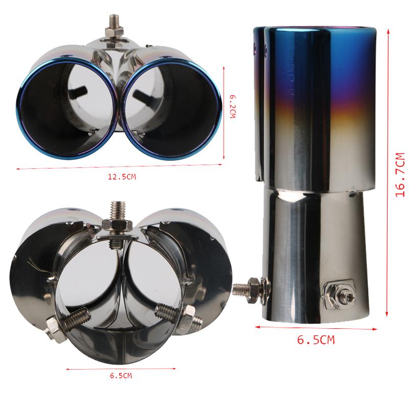 Universal Double Exhaust Tips Colorful Muffler Exhaust Stainless Dual Tail Pipe Muffler Round Carbon Fiber Exhaust Tips Car Deco