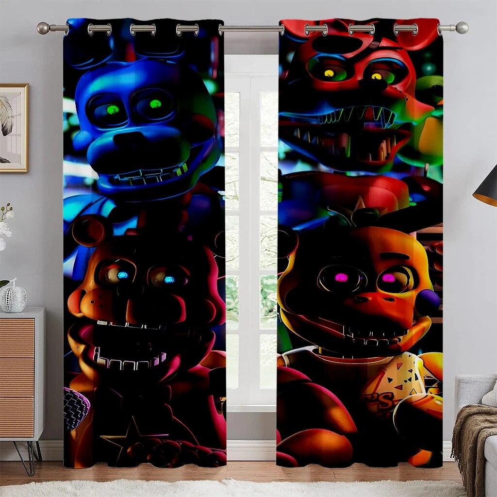 

Захватывающие и страшные игры с мультяшными принтами, декоративные шторы для спальни, офиса, кухни, гостиной и кабинета W50xH130(CM)x2PCS-Grommet Top