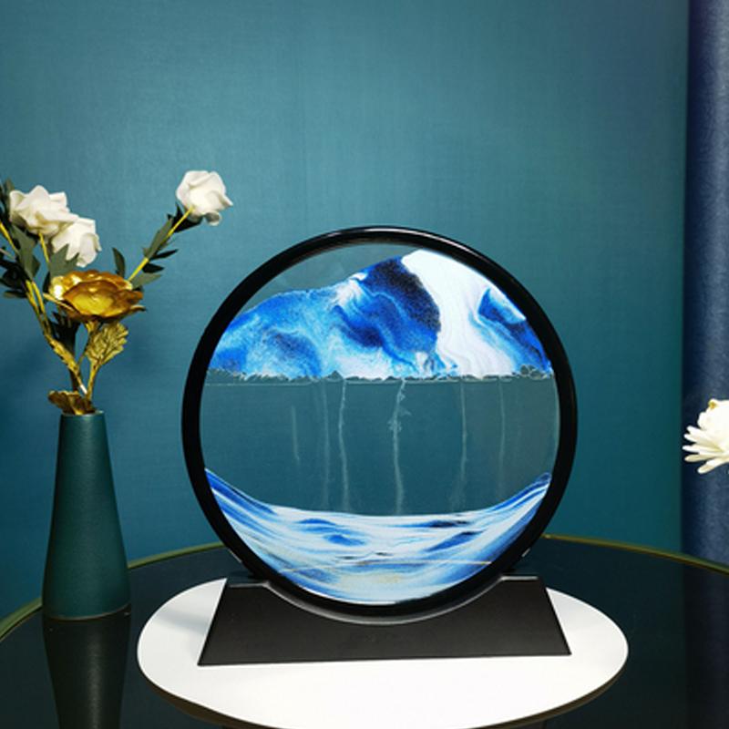 7 inch nisip mișcător Nisip Vedere Deep Sea Art Picture Clepsidra Afișare dinamică 3D Mișcare Nisip Pictură Home Office Decoration Cadouri