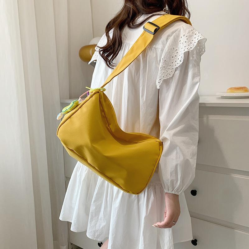 New Women's Messenger Bag Solid Color Simple Student Canvas Bag Large Capacity Fashion Casual Shoulder Mobile Phone Bag