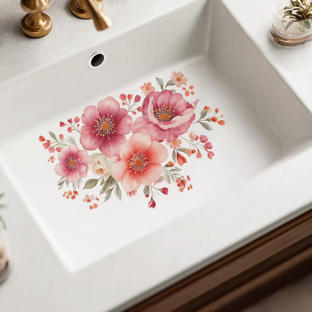 Painted Blooming Flowers, Bathroom, Home Decoration Wall Stickers