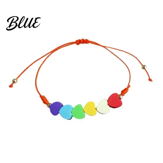 Sweet Aesthetic Hand Ornament Colorful Hearts Bracelet Handmade Braided Cord String Adjustable Fashionable Stackable Bracelet Heart Shaped Clay Beads