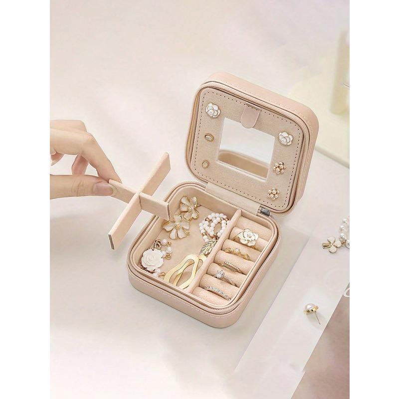 1pc Travel Dual Layer Jewelry Box,  Jewelry Storage Box, Snap Closure Jewelry Organizer Box, Jewelry Collection Box
