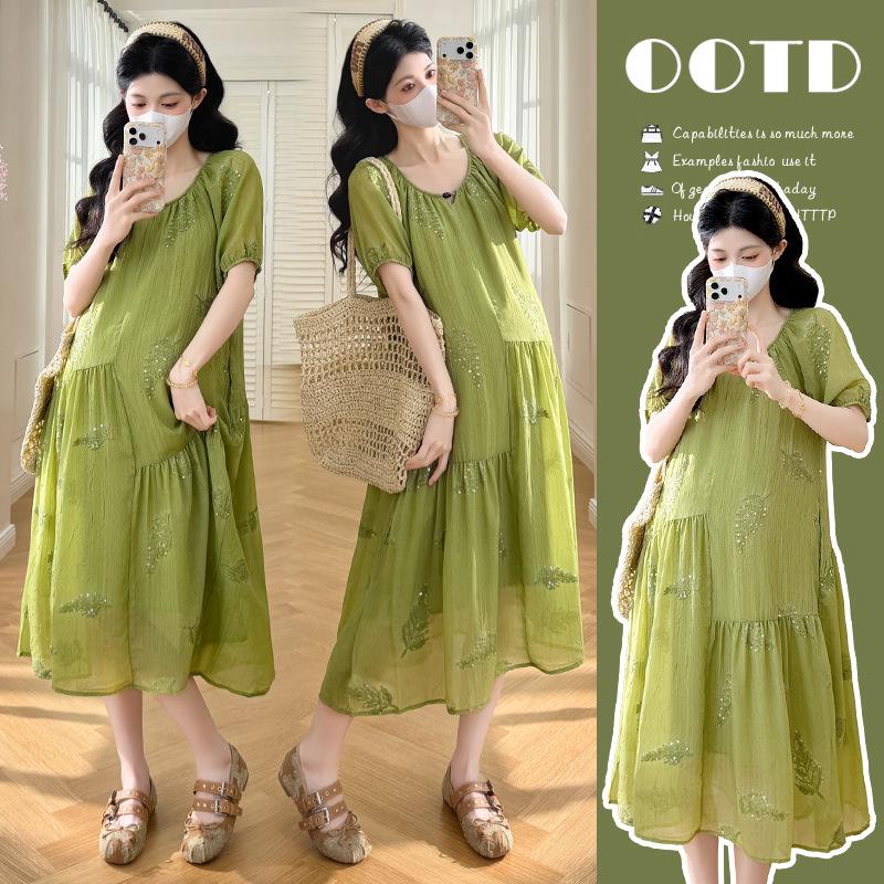 Elegant Spring/Summer 2026 Maternity Dress - Fashionable, Casual, Plus Size, Slimming Design Extra Large