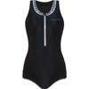 Black Front Zipper One-piece Triangular Swimsuit Women's Sleeveless Sports Style Racing Belly Cover Slimming Hot