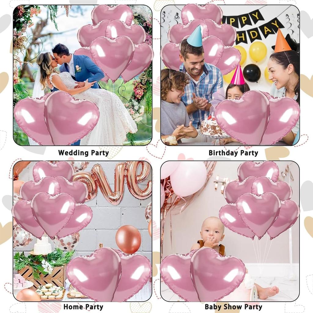 5/10 st 18 tum Rosa Kärlekshjärta Form Folieballonger Bröllopsdekoration Födelsedagskalas Gåva Hemrumsinredning DIY Aluminium Luftballonger