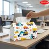 2D Flach, 1 Stück Taschentuchbox, Beidseitig bedruckt, Vielseitiger Taschentuchhalter mit bunten Baustellenfahrzeugen auf weißem Hintergrund, Stabiles Polyester