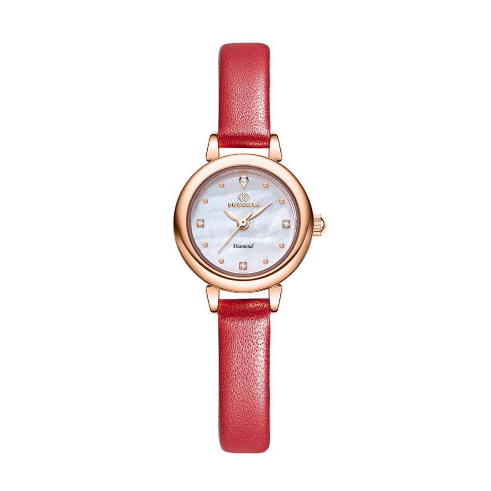 Diyuamoleu Women'S Leather Band Watch Daw3102L-Rd Diamond Watch