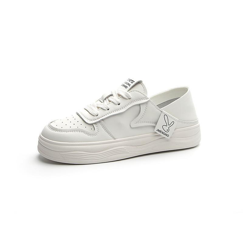 Flat white shoes women's spring and summer leather soft sole comfortable breathable casual dissolving shoes lightweight student board shoes
