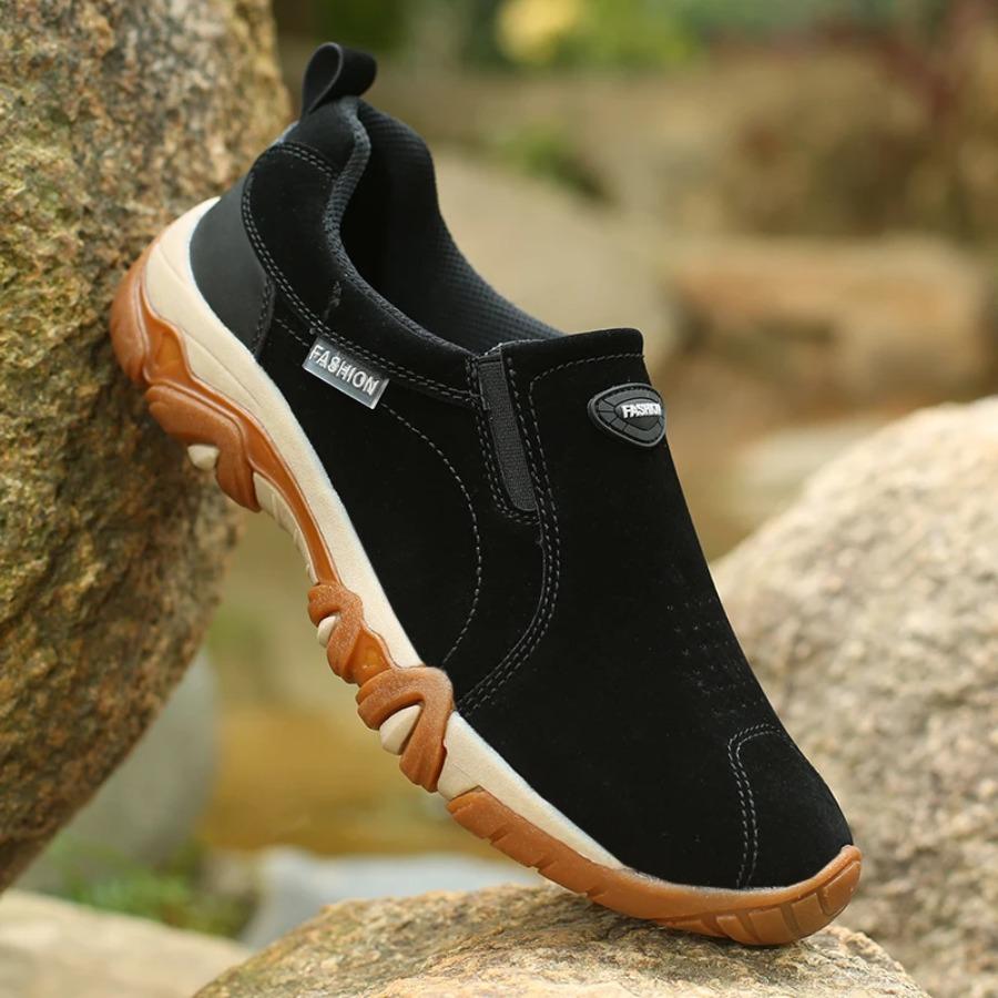 2025 Mens shoes Fashion Leather Mens Casual Sneakers Outdoor Breathable Hiking Shoes Men Non-Slip Trekking Shoes