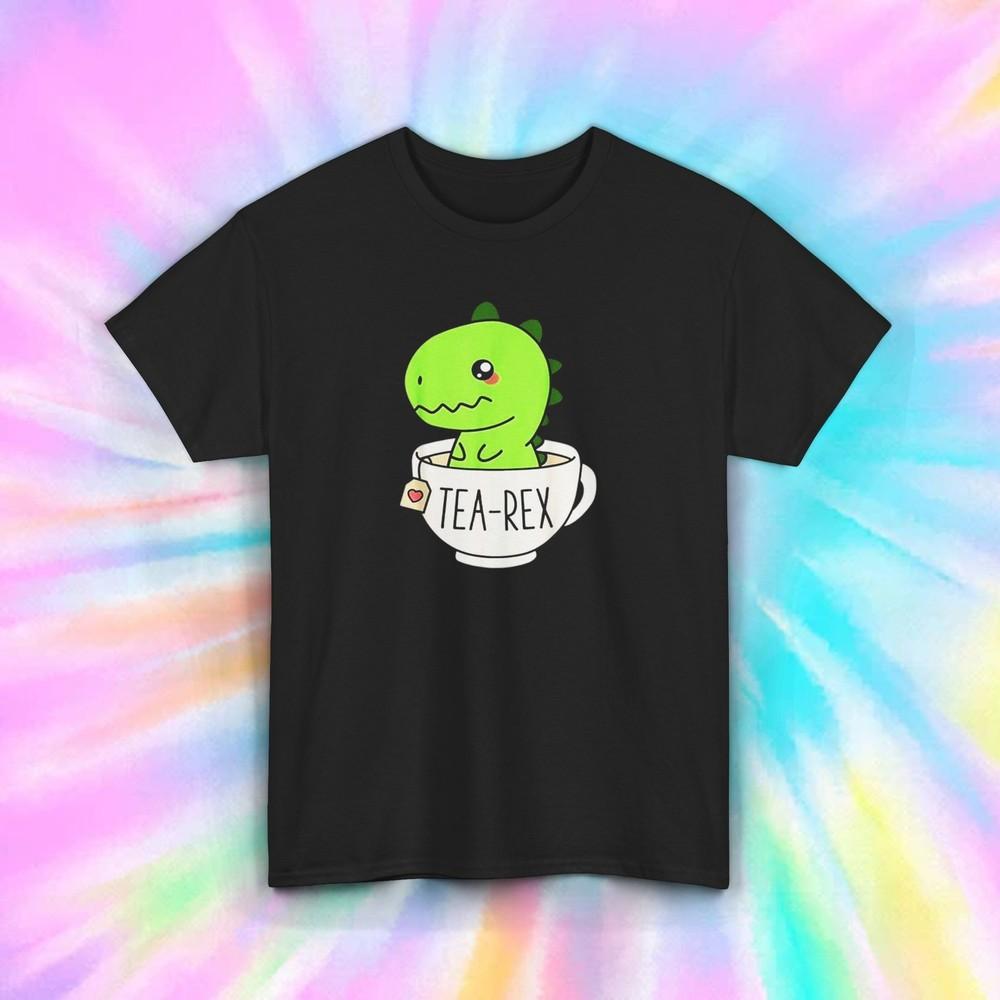 Tea Rex Cute Dinosaur Drinking Tea Funny Gift Shirt for Men Women Adults S-5XL XL