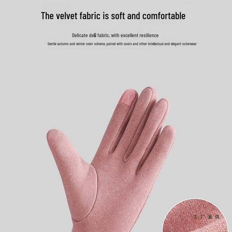 Unisex Velvet-Lined Fingerless Gloves: Warm, Cold-Proof, Wear-Resistant, Touchscreen-Compatible for Outdoor Cycling in Autumn and Winter.