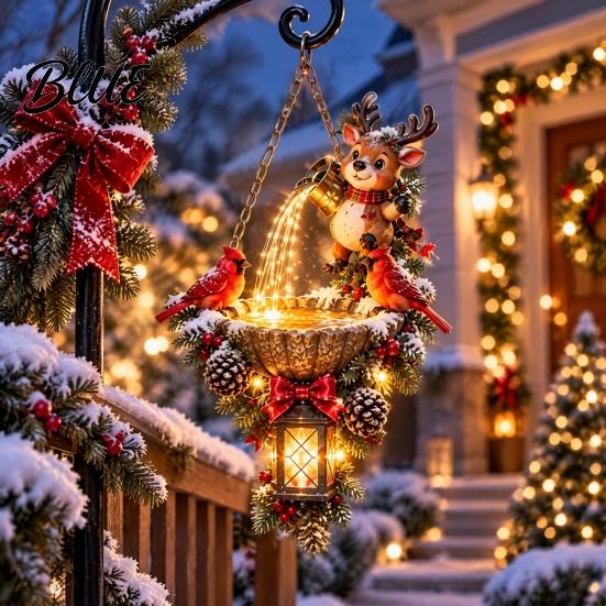 Dreamy Winter Party Ornament Christmas Garden Lantern Magic Pouring Light Hanging Ornament LED Warm Reusable Decor Glow Lighted Santa Snowman
