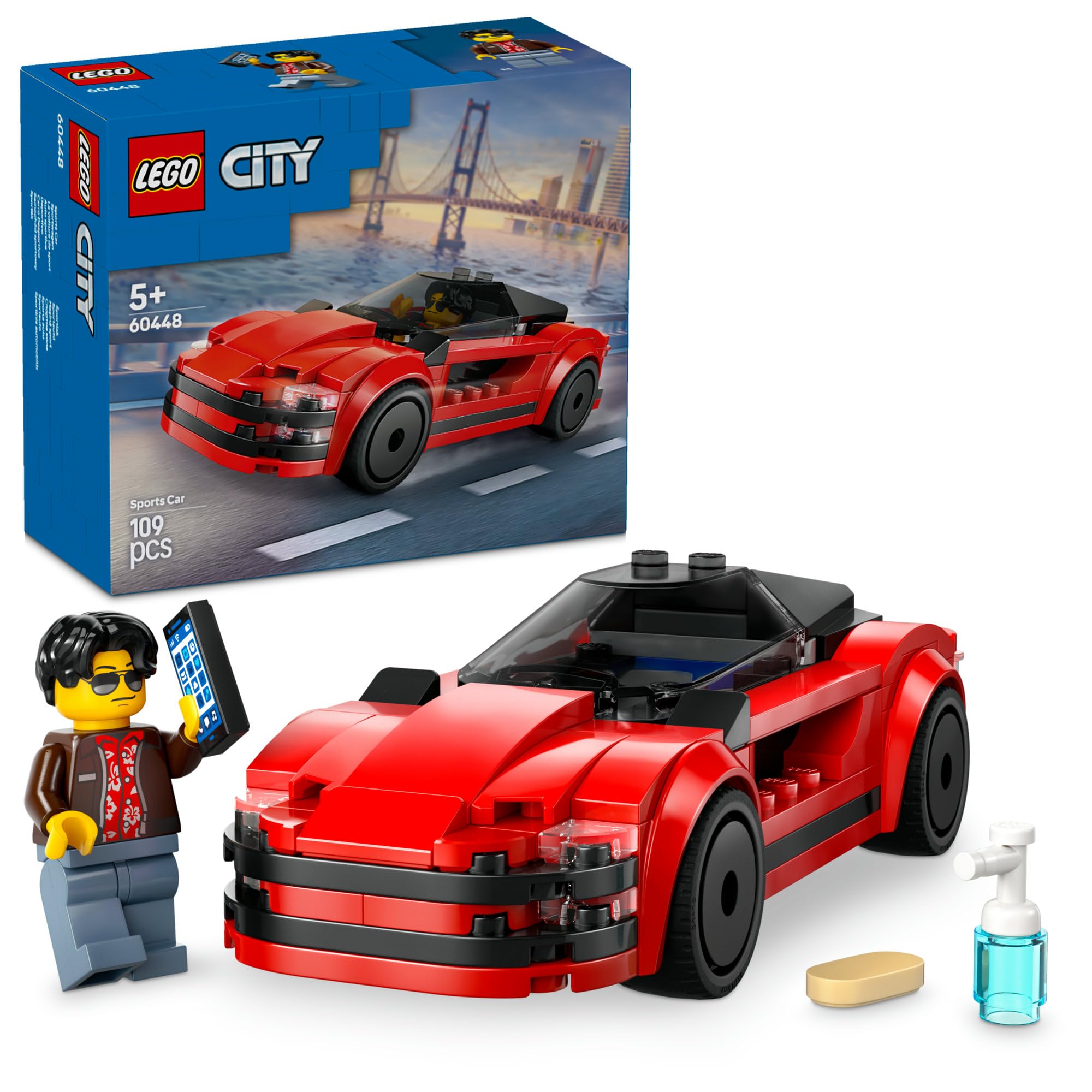 

LEGO City Red Sports Car Toy Block Educational5678Vehicle Car Mini Car 60448