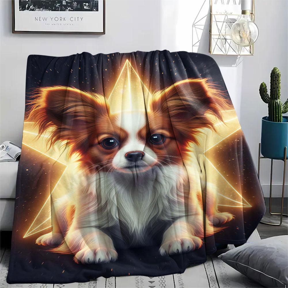 1Pc Stardogs Print Flannel Blanket, High quality Comfortable for All Seasons, Home Decor, Warmth and Comfort, Perfect for Christmas Gifts