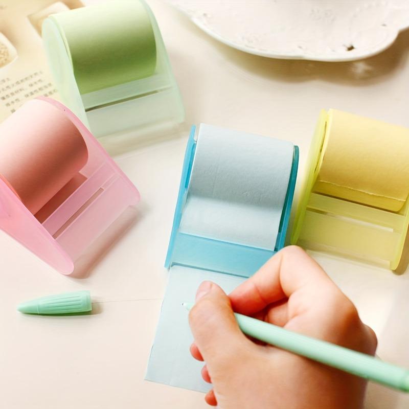 1pc Sticky Notes, School Supplies, Bookmark Accessories, With Tape Holder, Assorted Colors (Pink/Green). Color Sticky  notes