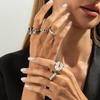 5pcs Set Exaggerated Personality Irregular Geometry Thread Smooth Metal Imitation Pearl Opening Rings for Women Punk Jewelry Set
