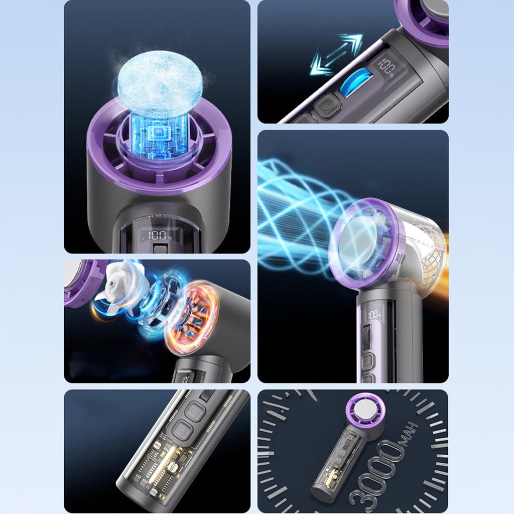 Mini Portable USB Rechargeable Handheld Turbo Fan with Ice Cooling Function and High Speed Turbine Fan for Home and Travel Use