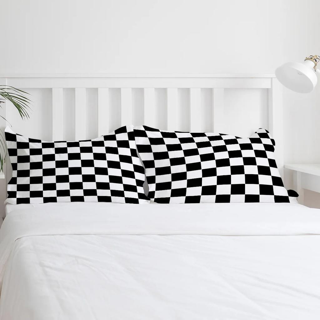 Black And White Checkered Simple Plaid Duvet Cover With Pillow Case Custom 3pcs Bedding Set Quilt Cover Double Bed Home Textile