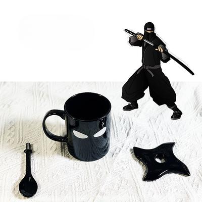 Ninja Ceramic Mug Creative Funny Coffe Cup with Lid Spoon Set Porcelain Kitchen Utensils Drinkware Mug Kawaii Water Cup