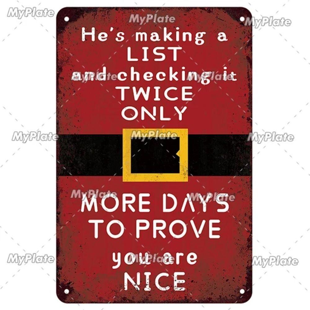 Vintage Christmas Metal Tin Sign Home Festive Wall Decor