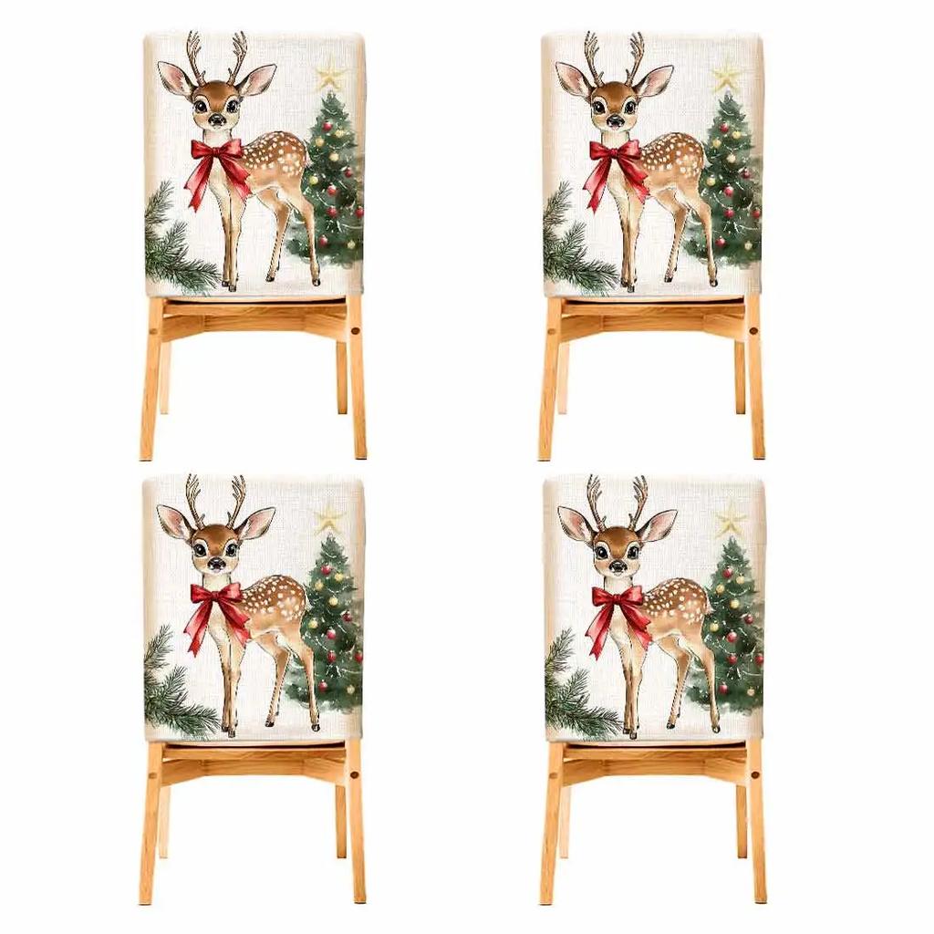 2/4/6pcs/set 45x55cm Christmas Deer Chair Cover Table Decoration Dining Seat Chair Covers Dining Room Bar Party Banquate