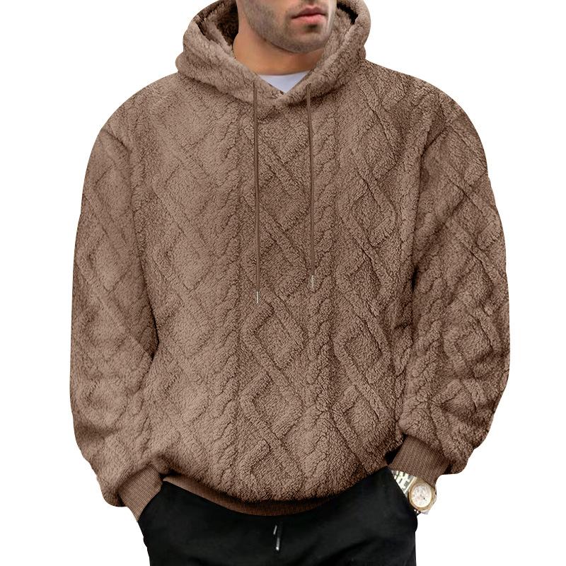 Otoño e Invierno Ocio Hombre High Street Jacquard Terciopelo de Doble Cara con Capucha Deportivo Tendencia Jersey Pulóver Chaqueta