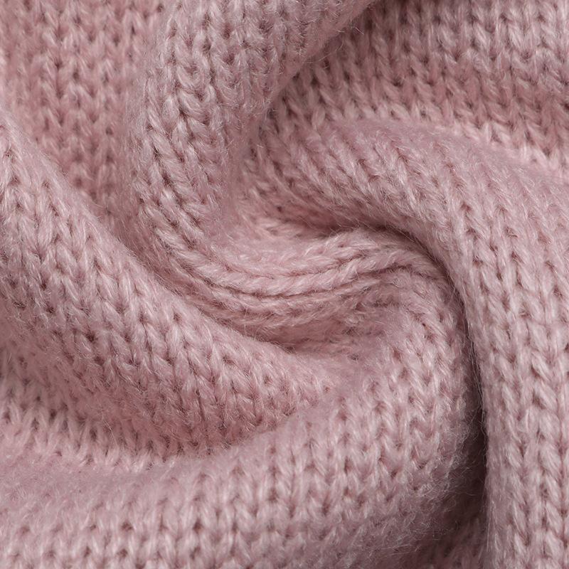 Autumn 2026 Pink Color Block V-neck Pullover: French Relaxed Fit, Hollow Design, Long Sleeve Sweater.