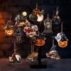 Scary Witch Hat Castle Wall Art 36Pcs Vintage Halloween Wooden Hanging Ornaments, Pumpkin Black Cat Ghost Tree Pendant Ornaments Crow Tags,