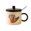 Cute Capybara Ceramic Coffee Mug Vintage Series Cartoon Print Water Cup + Lid Set Home Cafe Afternoon Teacups Friend Gift