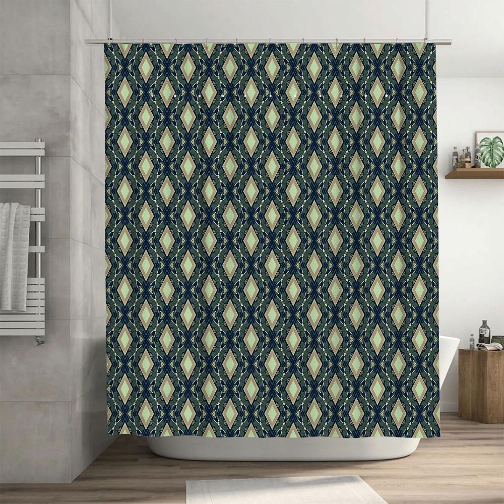 Modern Geometric Pattern Shower Curtain Waterproof Home Bathroom Decor Removable Washable Fabric 3D Printed Wall Hanging Bath Tu