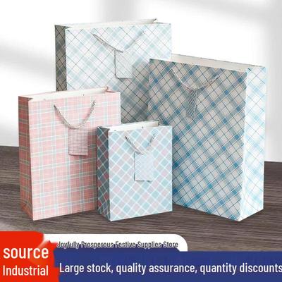 Chic Plaid Gift Bag: Small, Fresh, Thickened Tote for Stationery & Jewelry