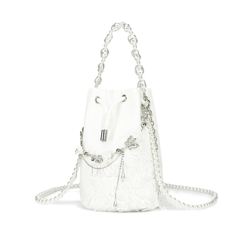 Dior Bolsa [Necessaire Personalizada] Sombra da Lua Borboleta Glitter Gato Companheiro de Presente Elegante e Requintado Simples Branco Pérola - exclusivamente para a marca