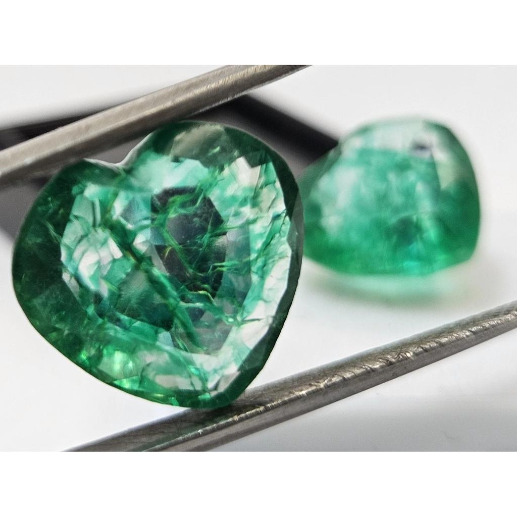 Natural Emerald Colombian Green Heart Cut 20+ Ct Pair Fabulous Loose Gemstone