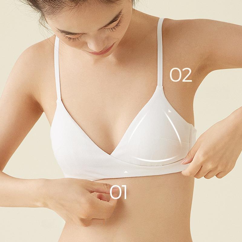 French Underwear Damen Cross Triangle Cup Baumwoll-BH ohne Stahlring Mädchen-BH