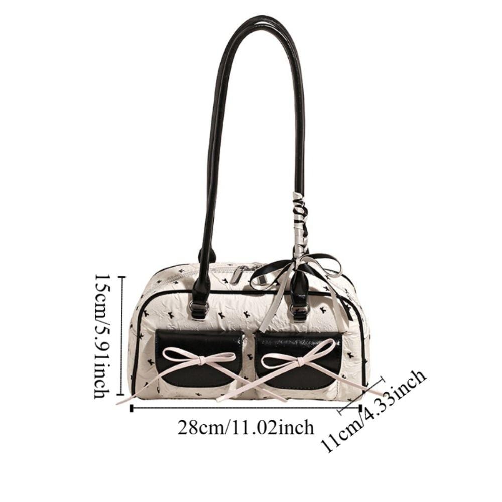 Korean Style Bow Ribbon Shoulder Bag Commuting Y2k Armpit Bag French Stick Underarm Bag  Daily