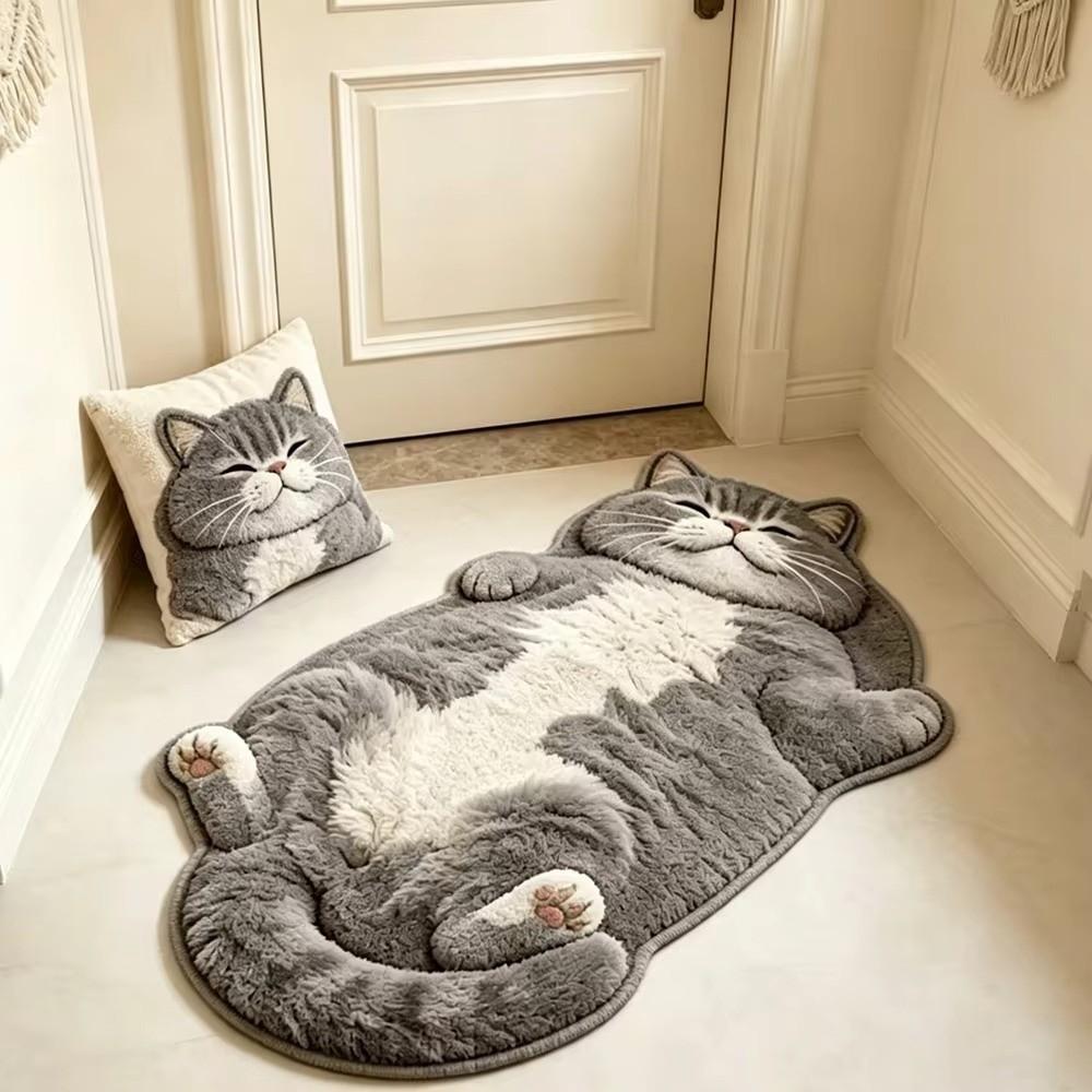 Anti-fouling Cat-Shaped Area Rug Non-Slip Cartoon Carpet Funny Home Decor Carpet  Living Rooms