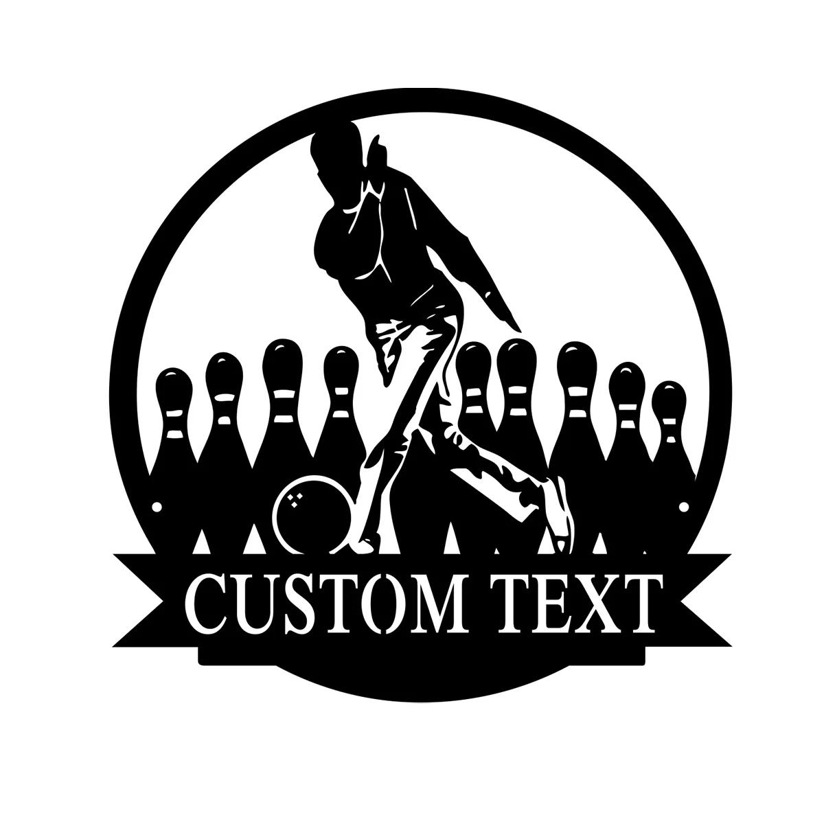 

Custom Bowling Metal Wall Art Personalized Player Name Sign Home Decor Man Cave Gift чёрный