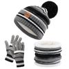 Christmas and New Year Children's Hat, Gloves, Scarf, Three Piece Set, Double-layer Warm, Winter Thick Baby Knitted Set