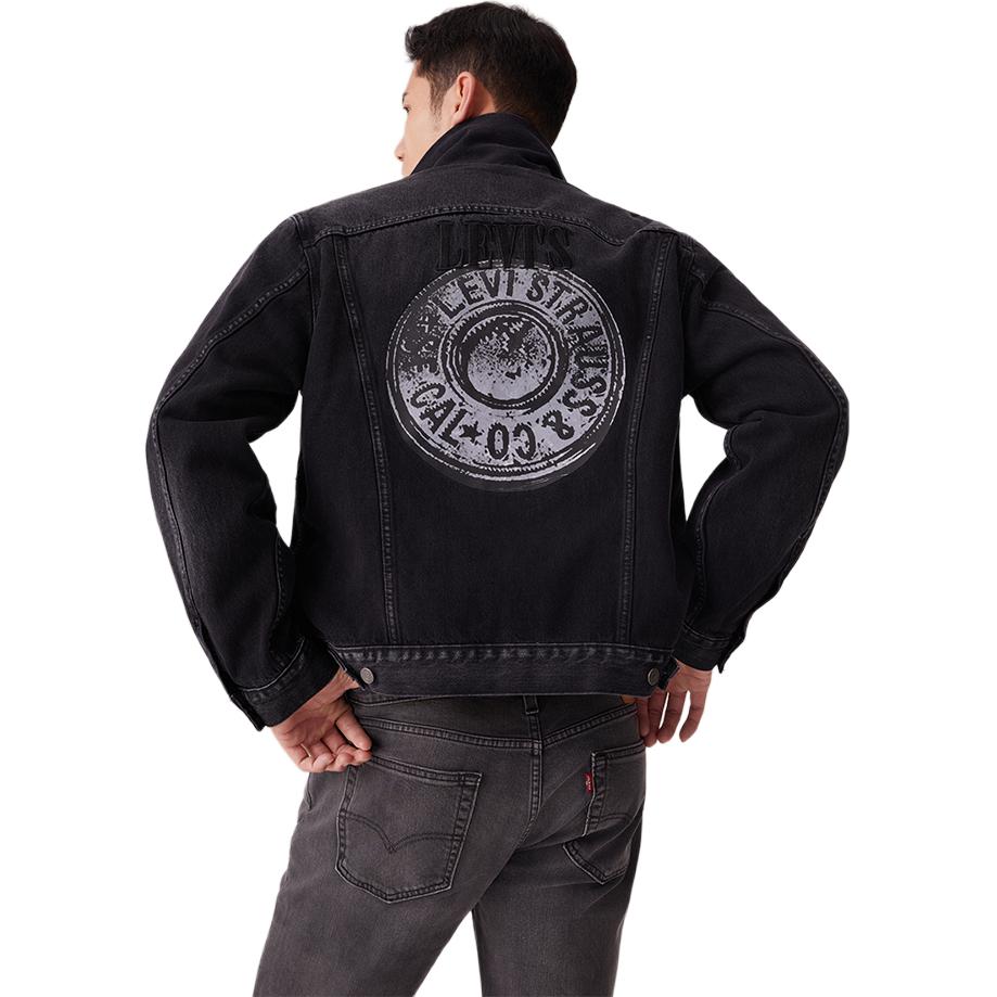 Levis Embroidered Print Loose Denim Jacket Men Jackets Smoke-Gray 0016Z-0000
