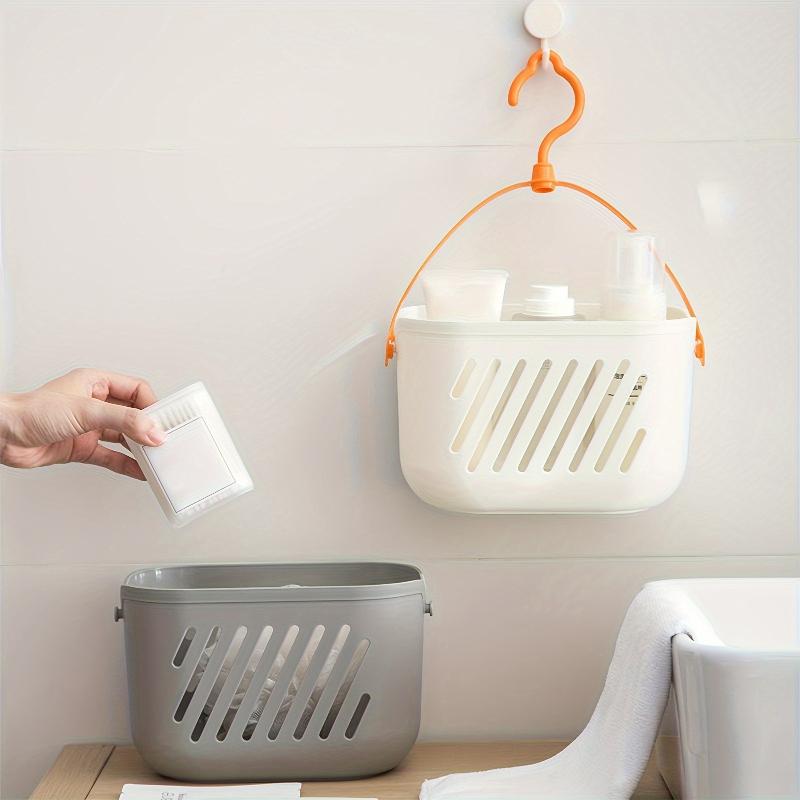 Plastic Hanging Storage Basket with Hook Open Bath Basket Home Supplies Drain Organizer Boxes Bathroom Kitchen Storage Supplies
