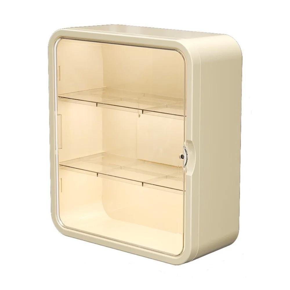 

No Punching Installation Wall Hanging Medical Cabinet Transparent Drawer-type Large-capacity Multi-layer Storage Box бежевий