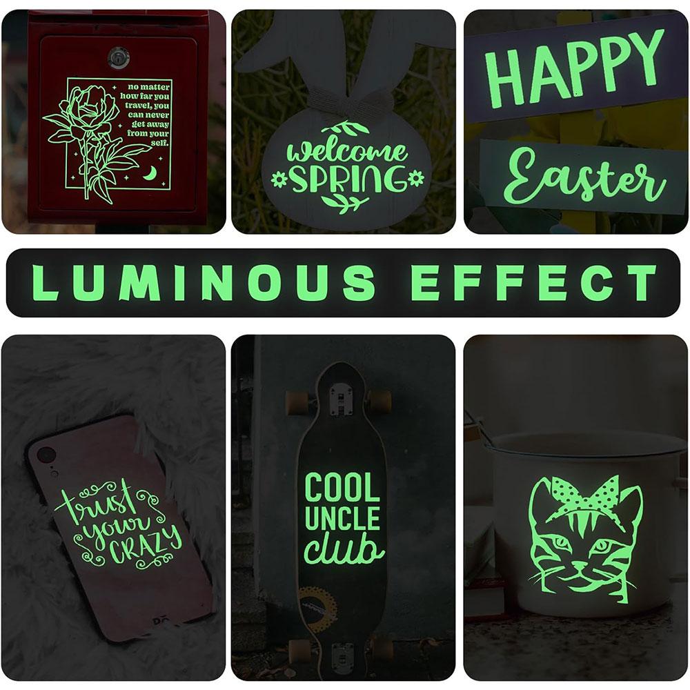 10pc Holographic Glow in Dark Adhesive Vinyl DIY Luminous Film for Birthday Gift Festival Craft Party Decor Blue to Green Effect