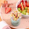 Disposable Two-Pronged Plastic Fruit Forks for Desserts, Cakes, and Pastries.
