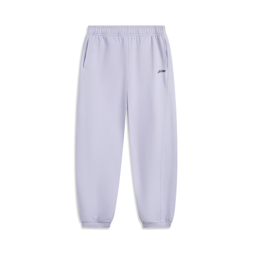 Li Ning Sports Lifestyle Series Mid-Rise Solid Color Drawstring Loose Fit Cuffed Knit Joggers Women Joggers AKLVC14-5