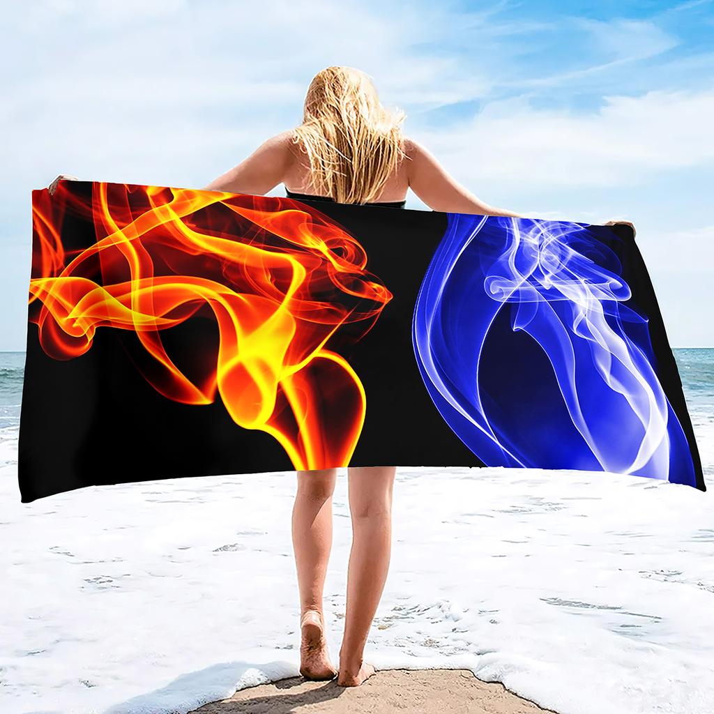Flames Burning Fire Soft Beach Quick-Drying Bath Towel Large Absorbent Towel Blanket Suitable for Outdoor Travel Camping Yoga