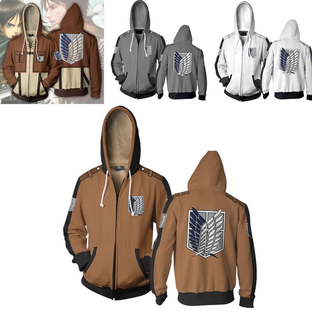 Premium Attack On Titan Hoodie Hooded Sweater Sweatshirt Zipper Coat Cosplay Costume For Fans