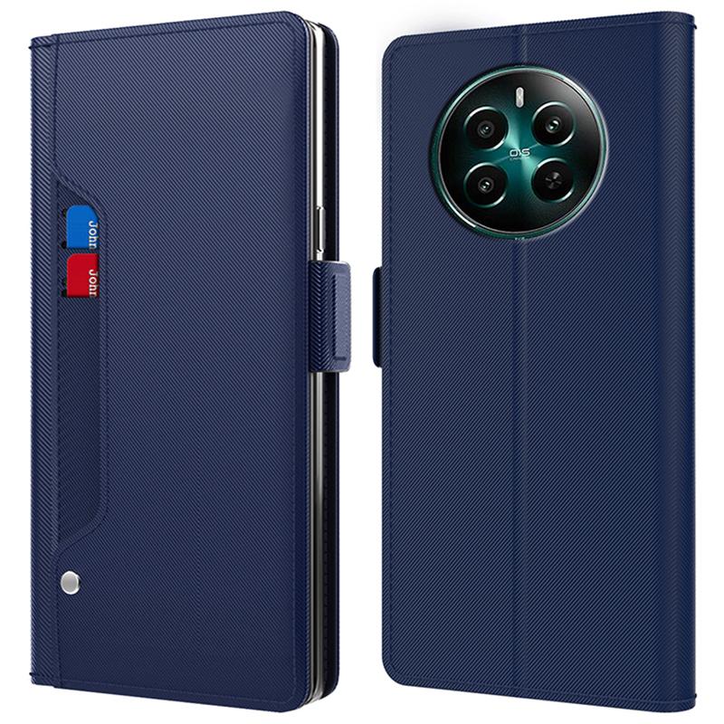For Realme 12 4G/12+ 5G Phone Case Mirror Design Anti-Scratch Leather Flip Cover